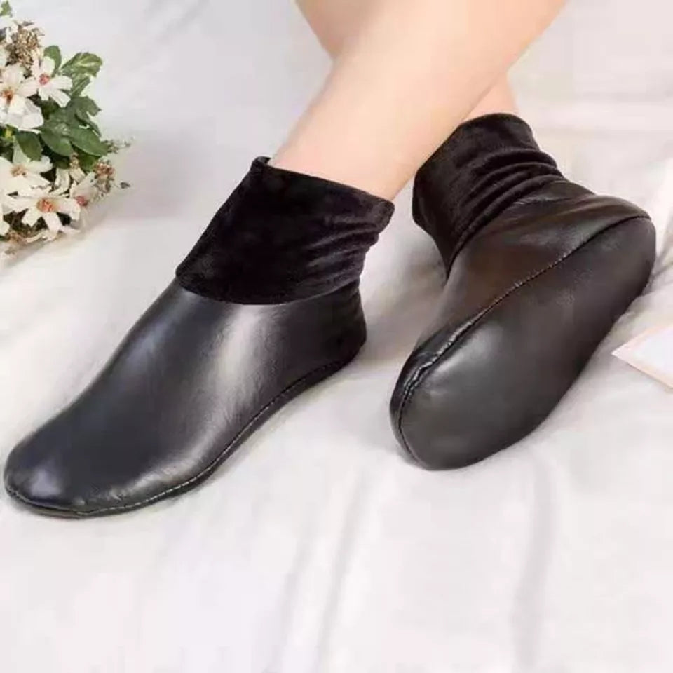 Winter Warm PU Leather Non-Slip Socks  For Men Women