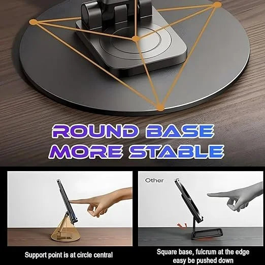 360° Foldable, Adjustable, Universal Mobile Stand | Flexible Mobile Holder - METAL BASE