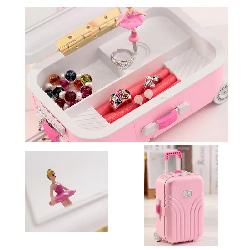 Mini Suitcase Shape Musical Jewellery Storage Box