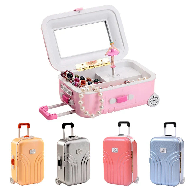 Mini Suitcase Shape Musical Jewellery Storage Box