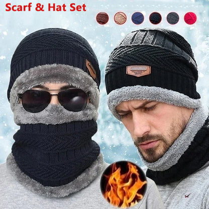 2 Pcs Unisex Beanie Hat & Scarf Set For Winter