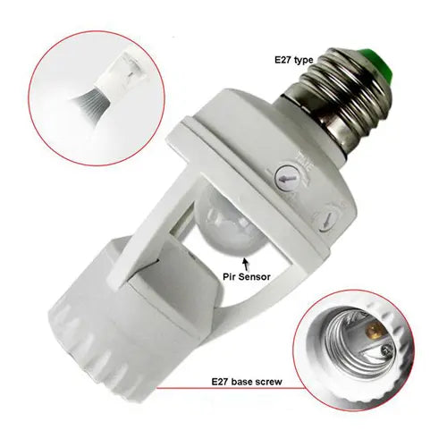 Auto On/Off Light Control Sensor , Motion Sensor LED Lamp Bulb Holder E27 AC 220V, PIR Infrared Holder