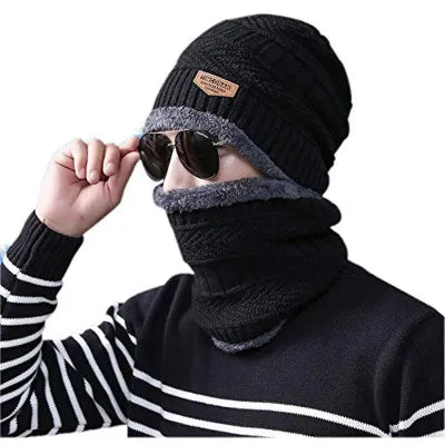 2 Pcs Unisex Beanie Hat & Scarf Set For Winter